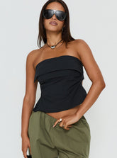 Christalle Strapless Tie Back Top Black