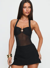 Dashay Sheer Halter Bodysuit Black
