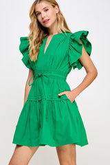 The Kendra Flutter Sleeve Mini Dress