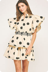 Charlotte Polka Dot Smocked Babydoll Mini Dress
