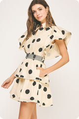 Charlotte Polka Dot Smocked Babydoll Mini Dress