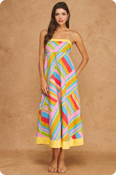 Marisol Geometric Stripe Empire Midi Dress