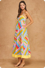 Marisol Geometric Stripe Empire Midi Dress
