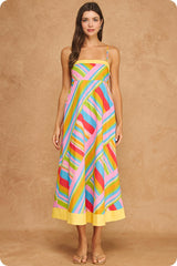 Marisol Geometric Stripe Empire Midi Dress