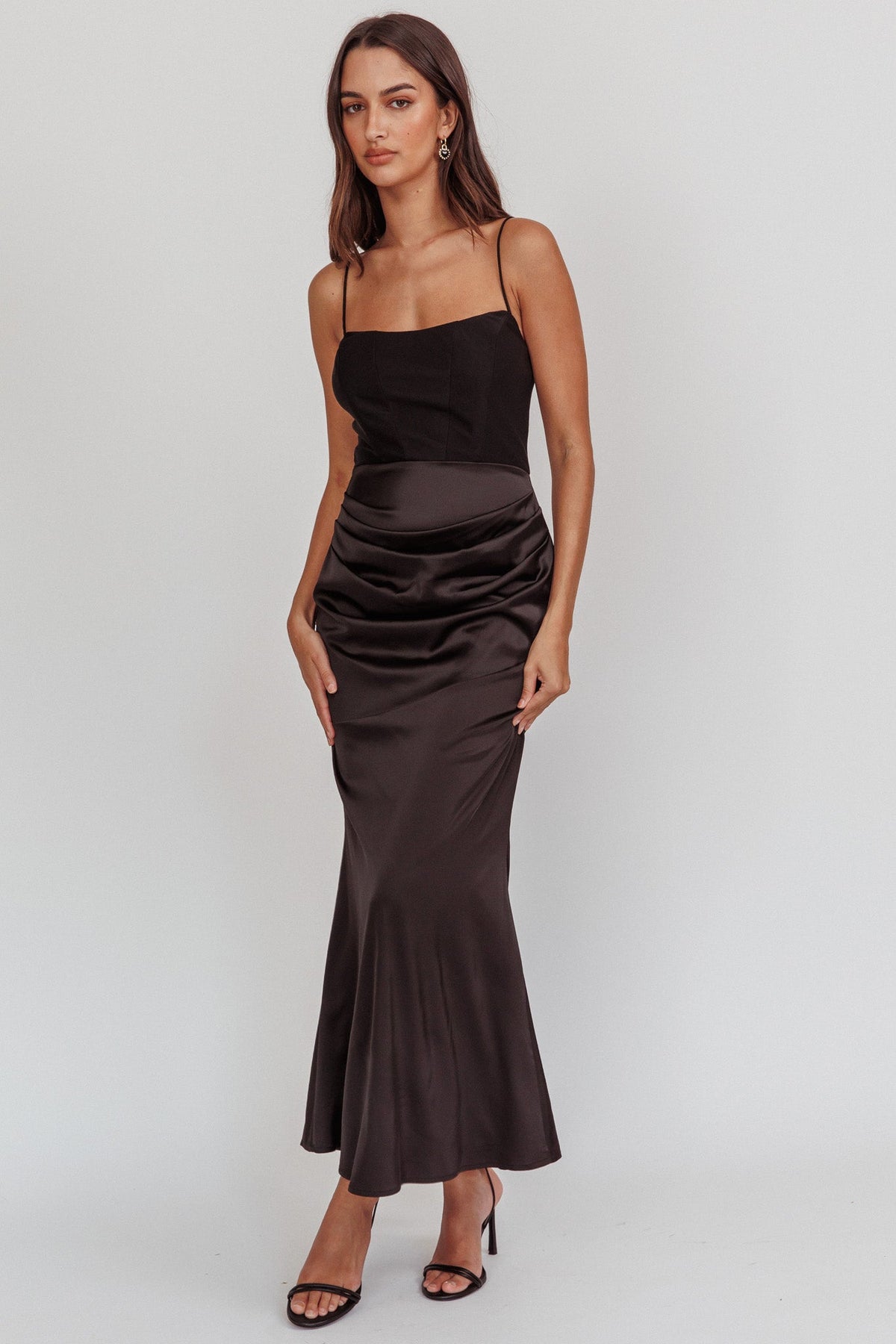 Morella Draped Waist Maxi Dress Black