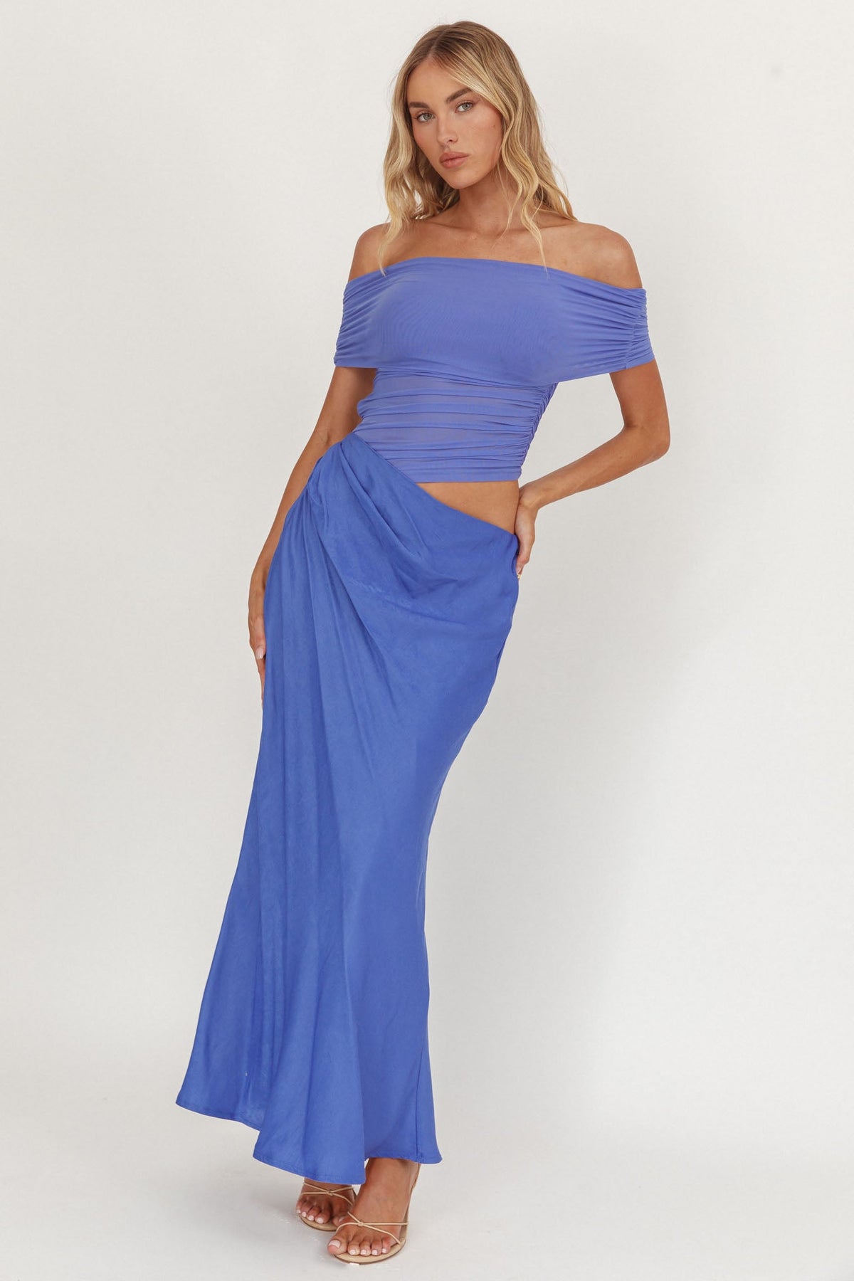 Lorely Off-Shoulder Midi Dress Ocean