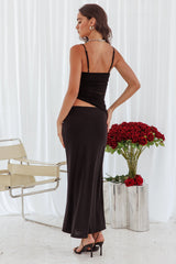 Lorely Ruched Bodice Midi Dress Black
