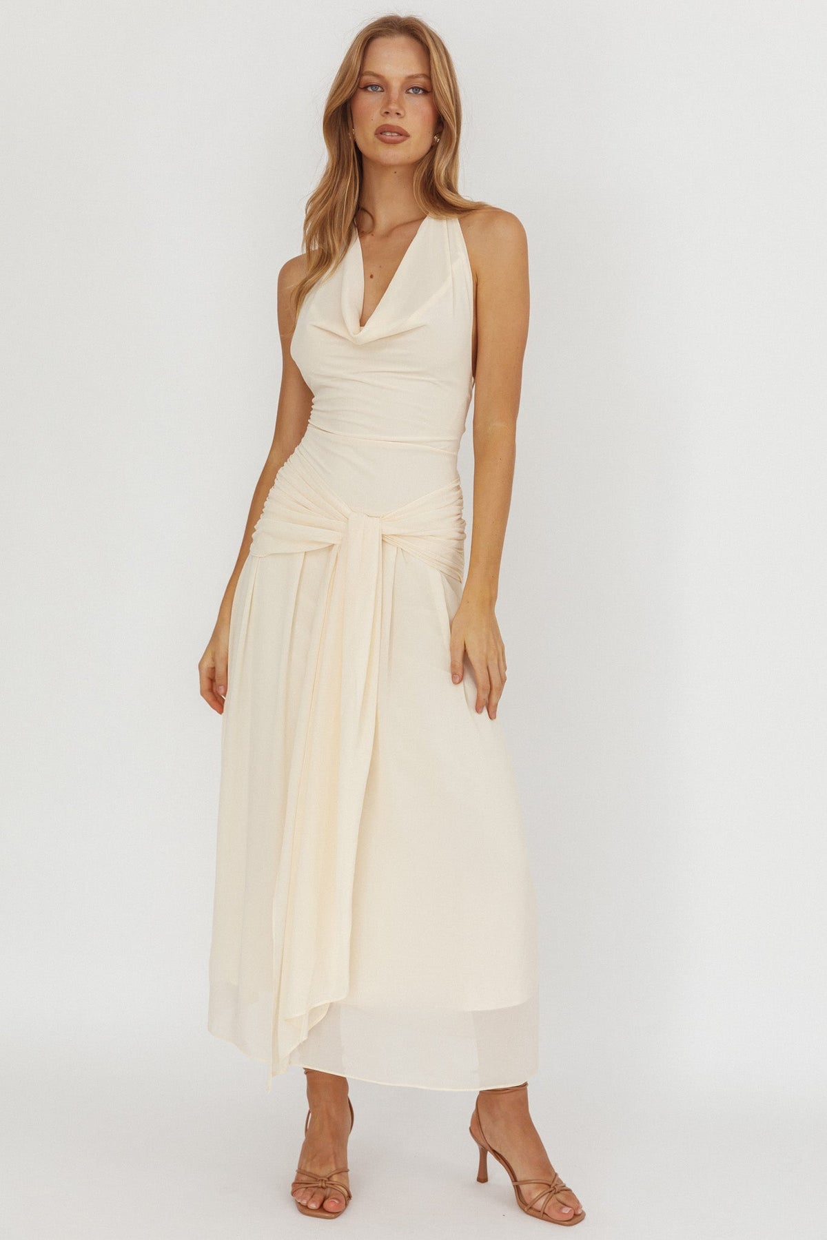 Maretha Cowl Halterneck Maxi Dress Butter