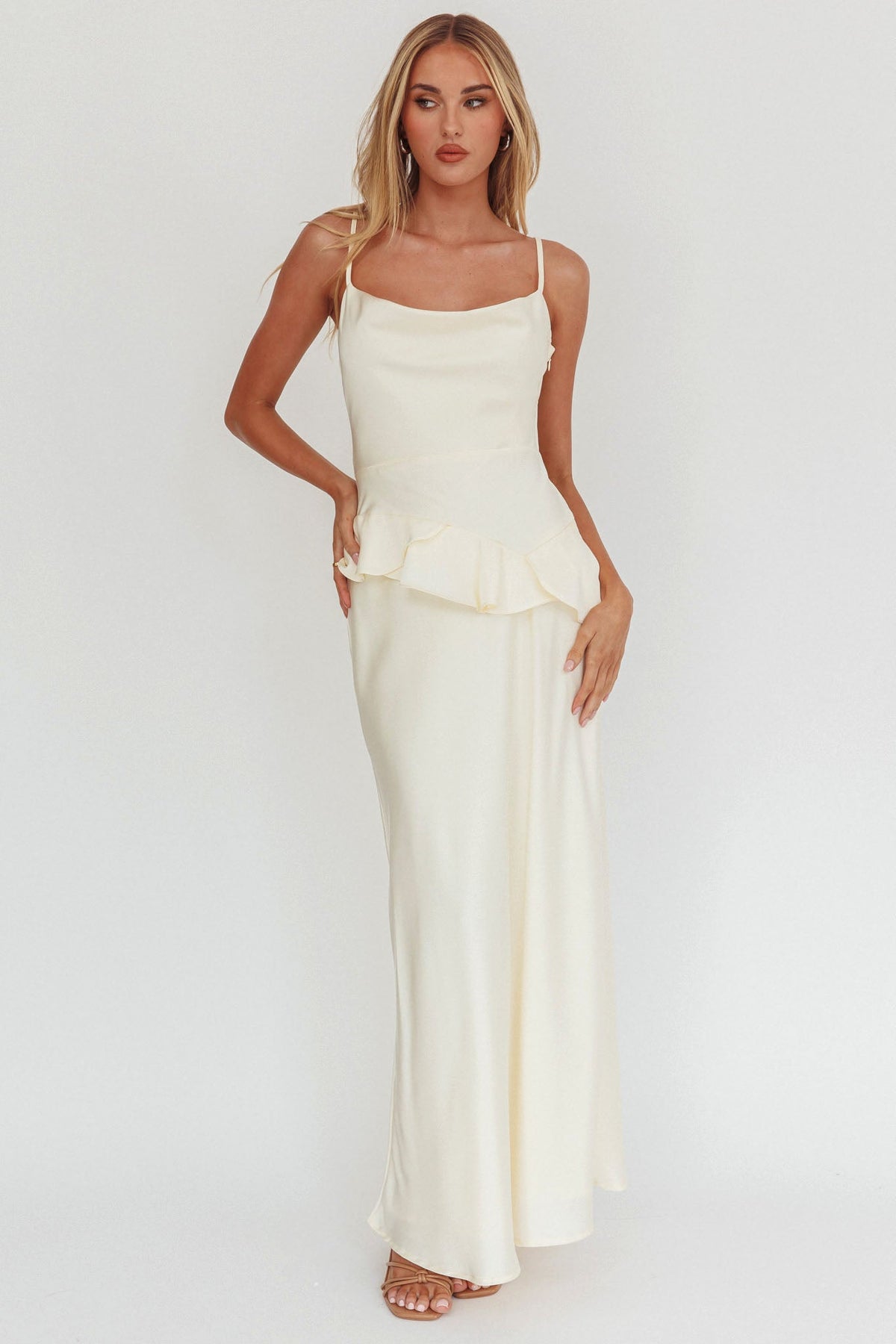 Jerica Ruffle Waist Maxi Dress Butter