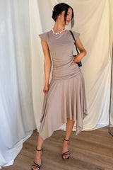 Effortless Babe Handkerchief Flowy Skirt (Taupe)