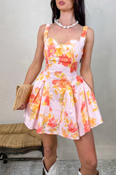 Honey And Daydreams Floral Print A-Line Mini Dress (Baby Pink)
