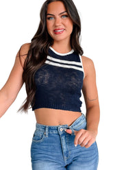 Katarina Striped Sweater Tank (Navy/Ivory)