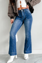 Casper Almost Famous High Rise Flare Jeans (Medium-Dark Wash)