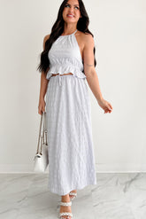 Dreaming Away Gingham Halter & Maxi Skirt Set (Lilac/White)