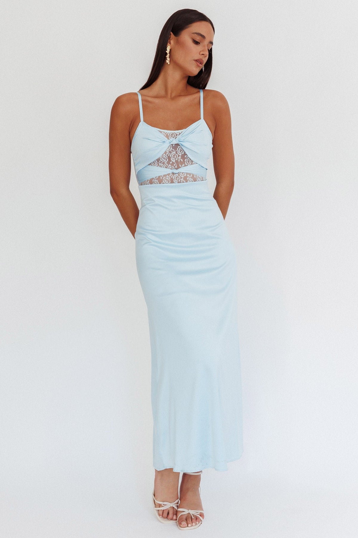 Wyatt Lace Twish Bust Maxi Dress Baby Blue