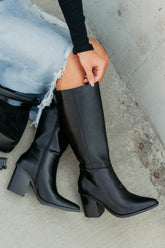 Can't Be Blamed Faux Leather Knee High Boots (Black)