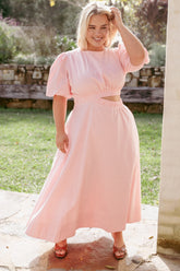 Aminah Puff Sleeve Dress - Pink