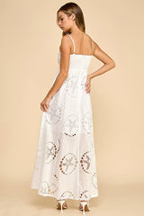 Maribel Broderie Lace Trim Maxi Dress