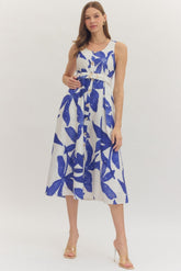 Savannah Botanical Belted Midi Dress