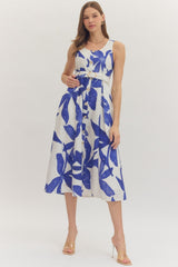 Savannah Botanical Belted Midi Dress