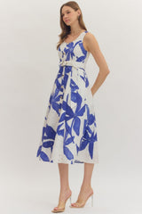 Savannah Botanical Belted Midi Dress