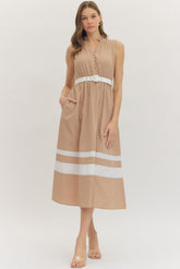 Addison Contrast Belt Midi Dress