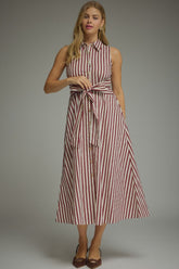 Harper Striped Tie-Waist Midi Dress