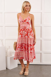 Babe Blooms Floral Sleeveless Maxi Dress (Red)