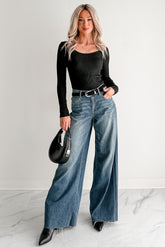 Aldo High Rise Wide Leg Hidden Brand Jeans (Medium Vintage)
