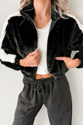 Radiance Rule Faux Fur Cropped Jacket (Black)