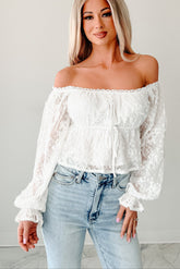 Frosted Whimsy Lace Long Sleeve Top (White)