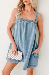 Day By Day Sleeveless Babydoll Mini Dress (Denim)