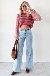 Beyond Ordinary Striped Knit Sweater (Plum Combo)