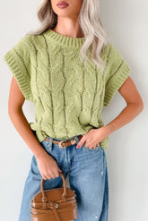 Don't Envy Me Cable Knit Sweater Vest (Fern)