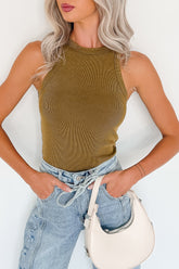 Everyday Escape Signature 8 Ribbed Tank Top (Olive)