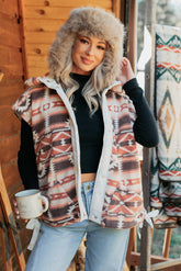 Lost In Motion Fleece Button-Up Vest (Rust/Multi)