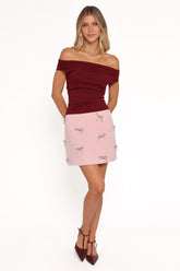 Effie Embellished Bow Mini Skirt - Pink