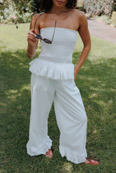 Eliska Frill Hem Pant - White