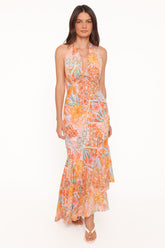 Alkira Maxi Dress - Orange Summer Garden