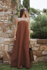 Como Strapless Maxi Dress - Brown