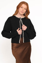 Bloom Pearl Knit Cardigan - Black