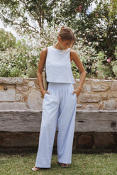 Jillian Smocked Pant Set - Blue Gingham