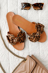 Glam Goals H Cut Bow Strap Sandals (Leopard)