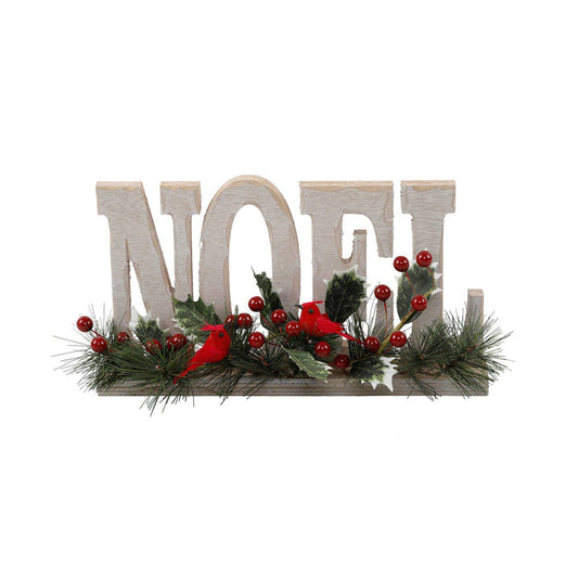 12"  NOEL Sign w Cardinal Berries