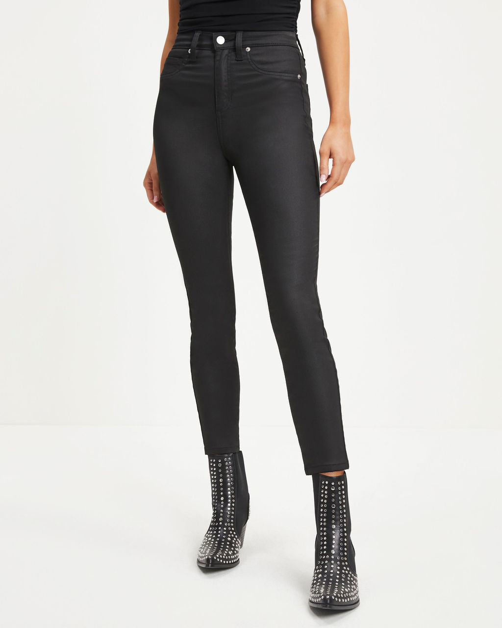 Brooke Mid Rise Stretch Crop Skinny Jeans - Black