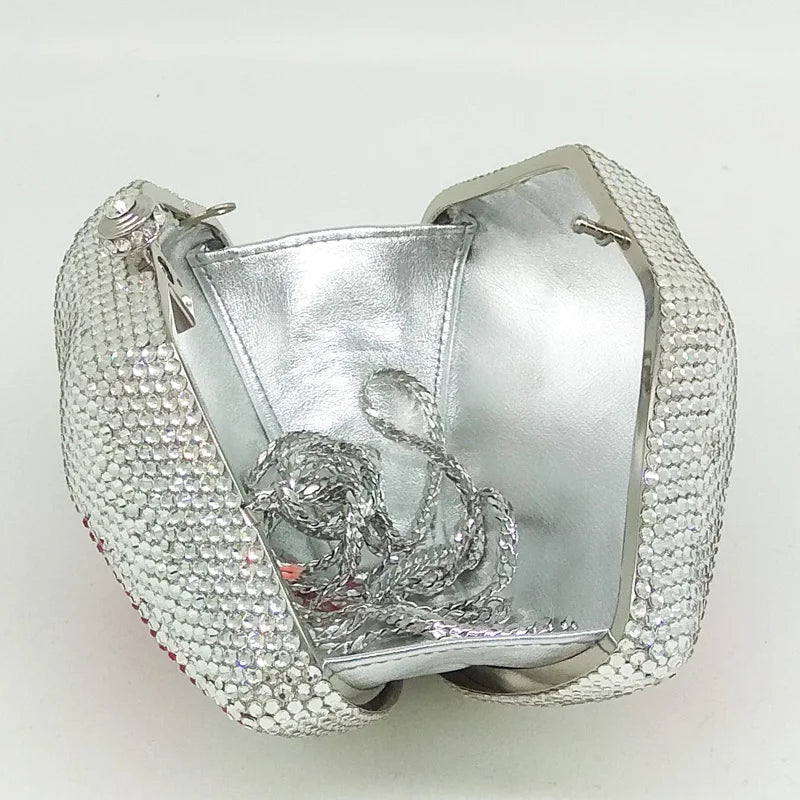 Hot Lips Rhinestones Clutch Bag