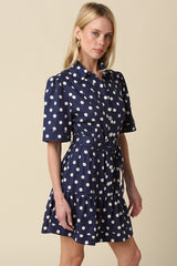 Monroe Polka Dot Belted Shirt Dress