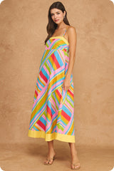 Marisol Geometric Stripe Empire Midi Dress