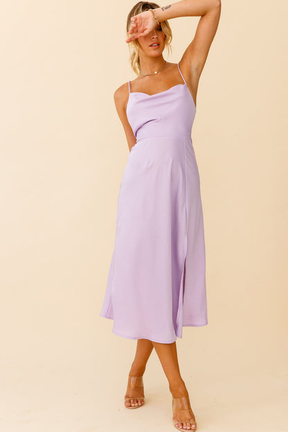Suki Front Split Midi Dress Lilac