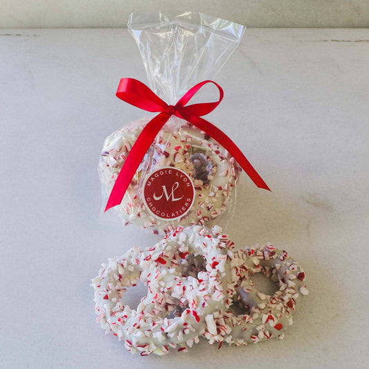 2pc White Chocolate Covered Pretzels - Peppermint